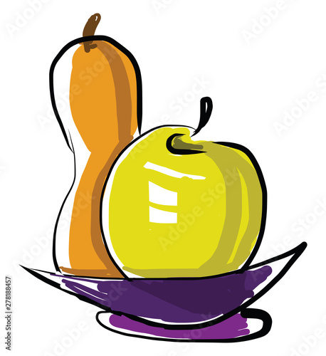 A yellow and orange fruits, vector or color illustration.