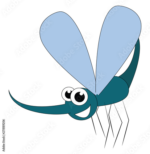A mosquito with big eyes, vector or color illustration.