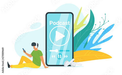 Podcast flat vector illustration