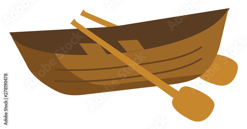 A wooden row boat, vector or color illustration.