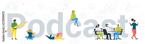 Podcast word concept banner