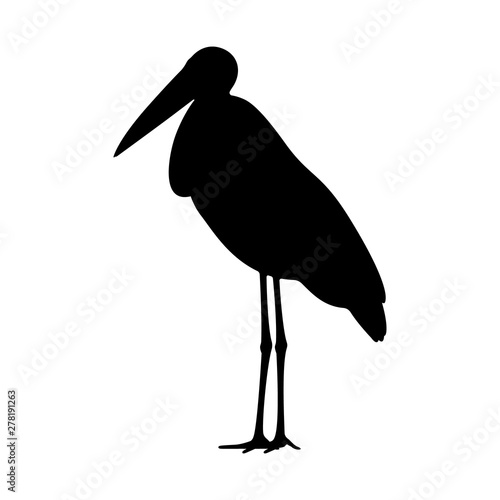 Vector black silhouette african marabou