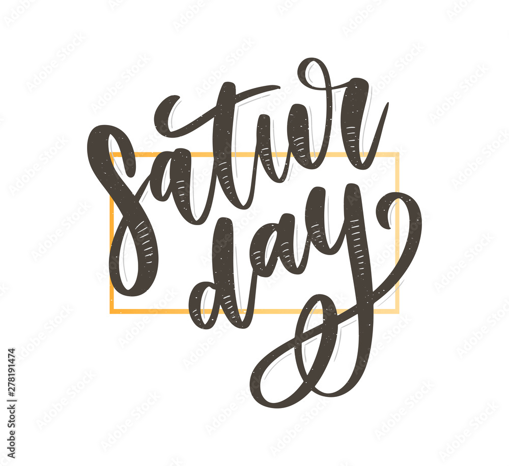 Fototapeta premium Saturday logo template vector lettering calligraphy text