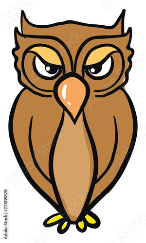 An angry owl, illustration, vector on white background.