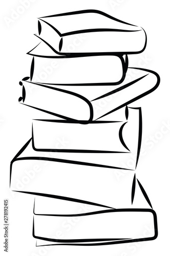 Big stack of books, illustration, vector on white background.