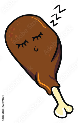 Sleeping chicken thigh, illustration, vector on white background.