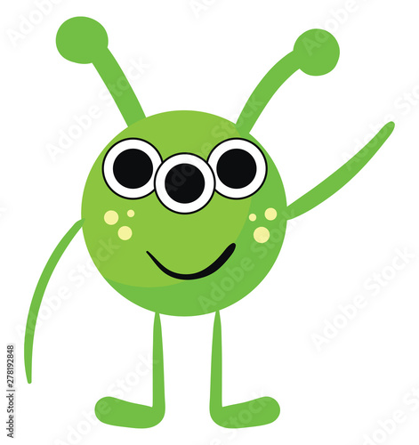 Cute three eyed alien, illustration, vector on white background.