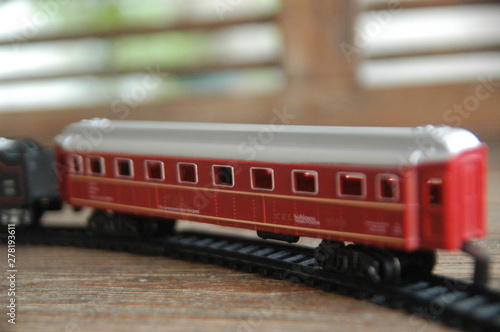 children toy train in plastic - rail - track