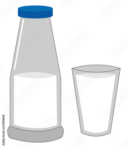 Milk in a cup, illustration, vector on white background.