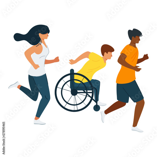 People exercising, training flat illustration