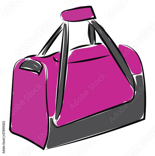 Pink sport bag, illustration, vector on white background.