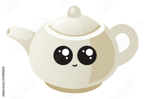 Cute teapot, illustration, vector on white background.