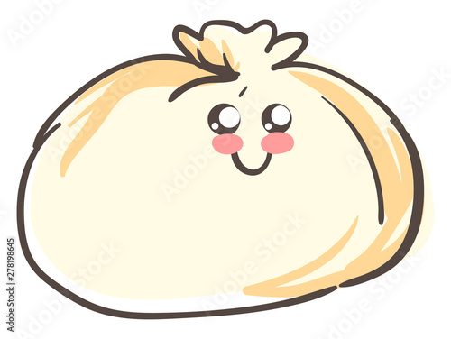 Cute khinkali dish, illustration, vector on white background.