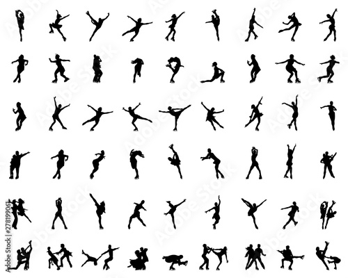 Silhouettes of figure skaters, vector illustration