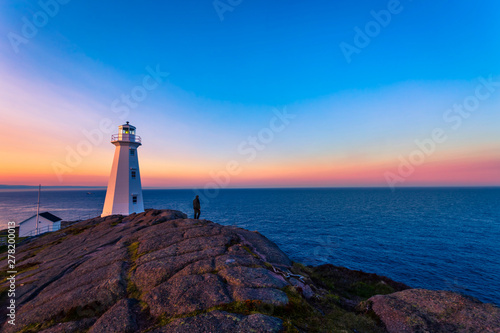 View of Cape Spear Lighthouse at Newfoundland, Canada, during sunset
