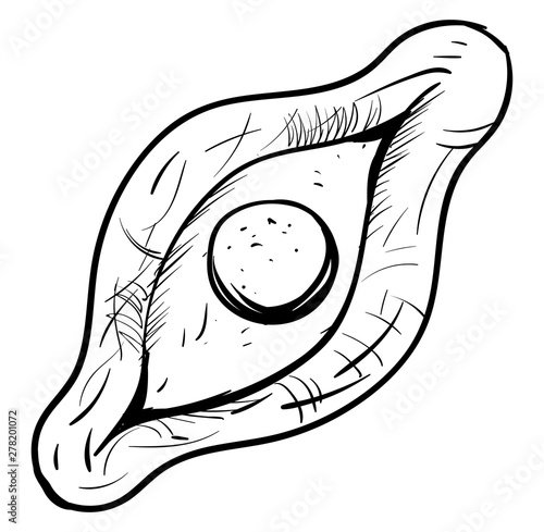 Ajarian khachapuri drawing, illustration, vector on white background