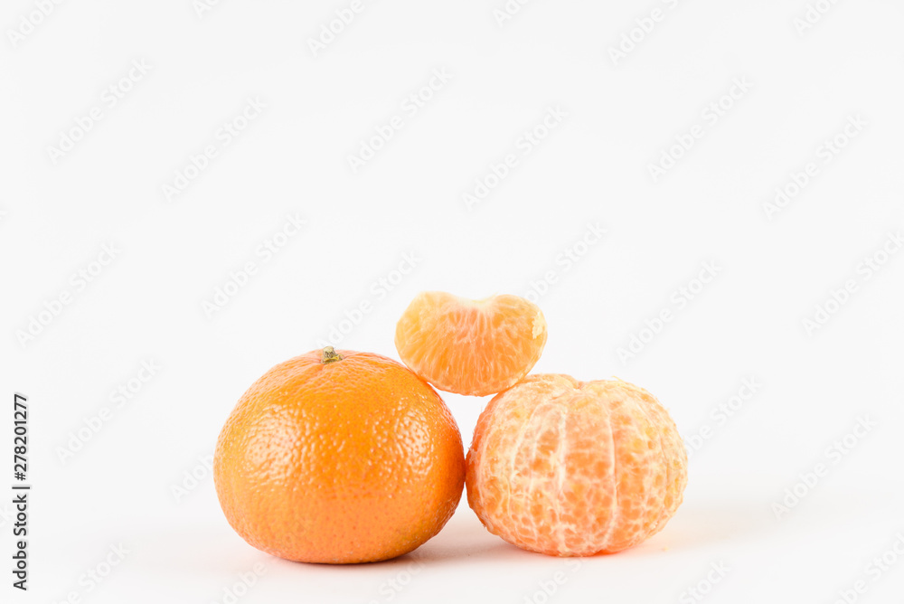Mandarin on white background. Citrus fruit. Healthy freshness food. Orange fruit with vitamin Mandarin on white background. Citrus fruit. Healthy freshness food. Orange fruit with vitamin