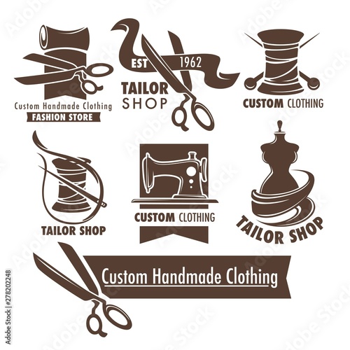 Custom handmade clothing scissors and thread mannequin and sewing tools