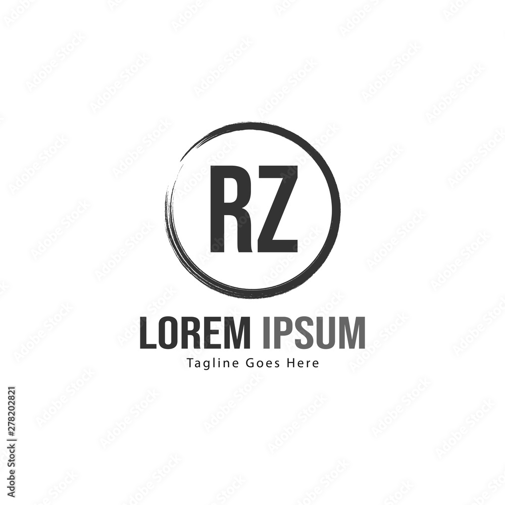 Initial RZ logo template with modern frame. Minimalist RZ letter logo vector illustration Initial RZ logo template with modern frame. Minimalist RZ letter logo vector illustration