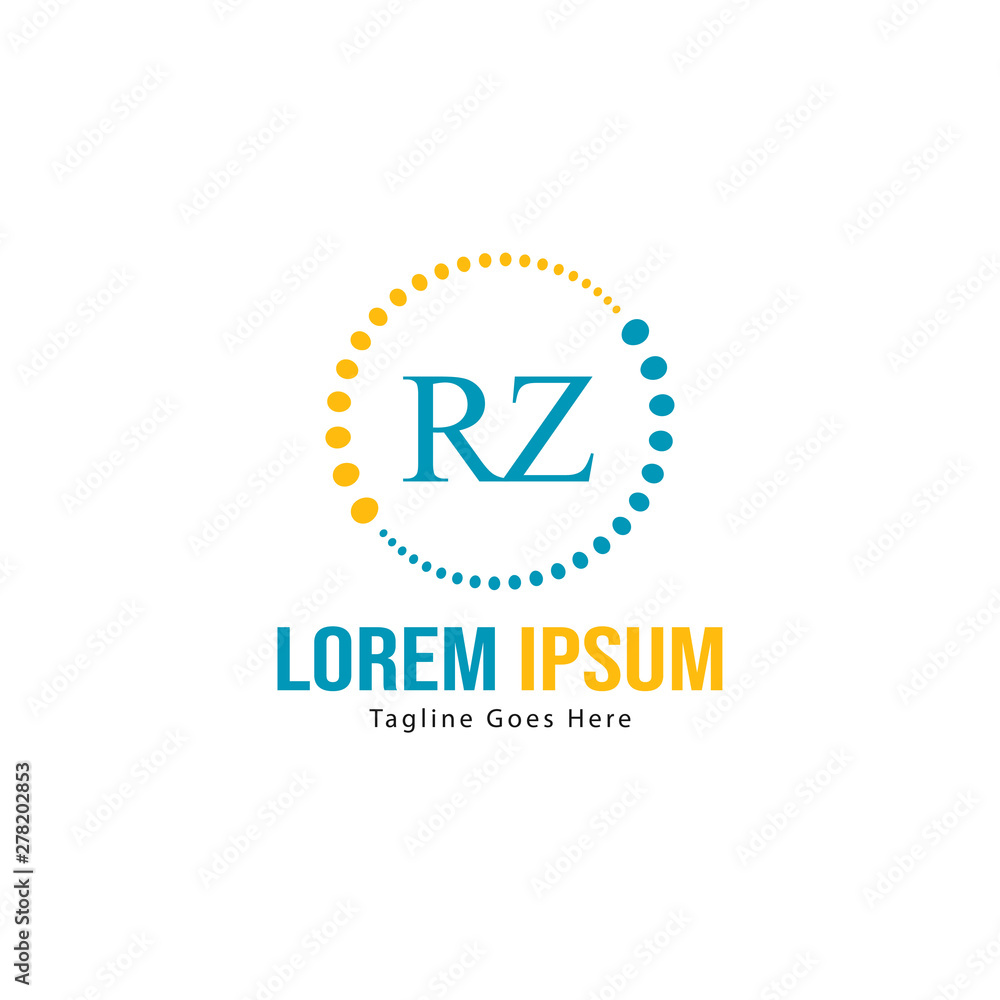 Initial RZ logo template with modern frame. Minimalist RZ letter logo vector illustration Initial RZ logo template with modern frame. Minimalist RZ letter logo vector illustration