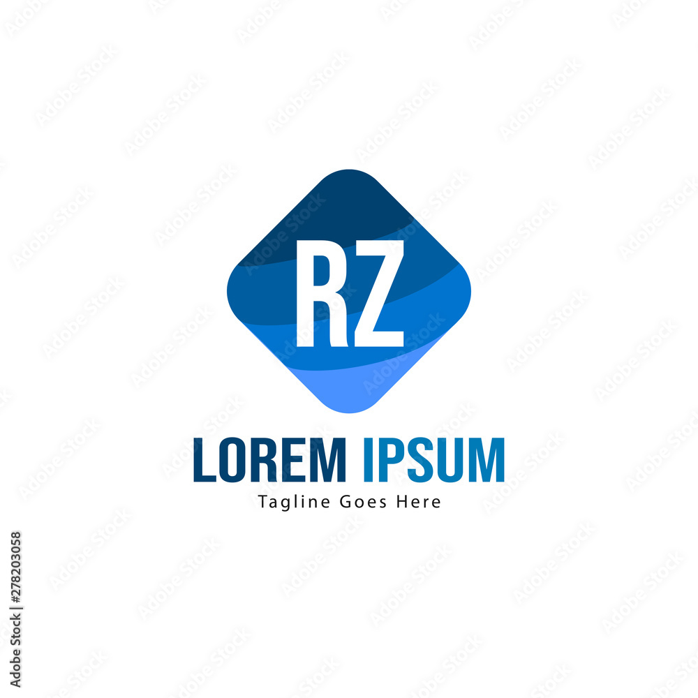 Obraz premium Initial RZ logo template with modern frame. Minimalist RZ letter logo vector illustration