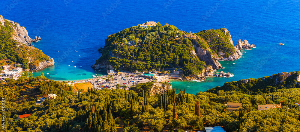 Beautiful panoramic view of Paleokastritsa beach