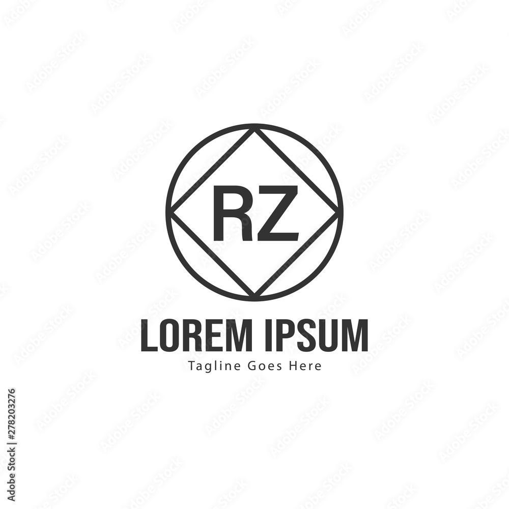 Initial RZ logo template with modern frame. Minimalist RZ letter logo vector illustration Initial RZ logo template with modern frame. Minimalist RZ letter logo vector illustration