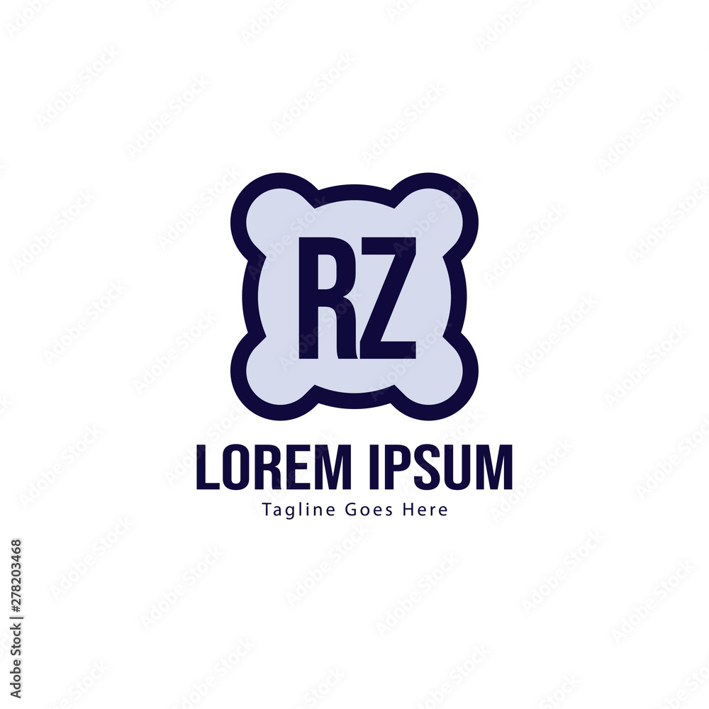 Initial RZ logo template with modern frame. Minimalist RZ letter logo vector illustration Initial RZ logo template with modern frame. Minimalist RZ letter logo vector illustration