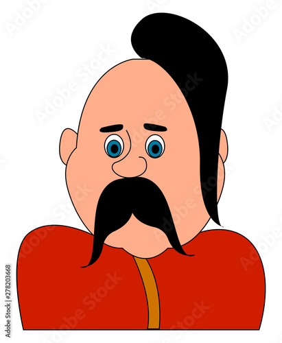 Cossack in red shirt, illustration, vector on white background.