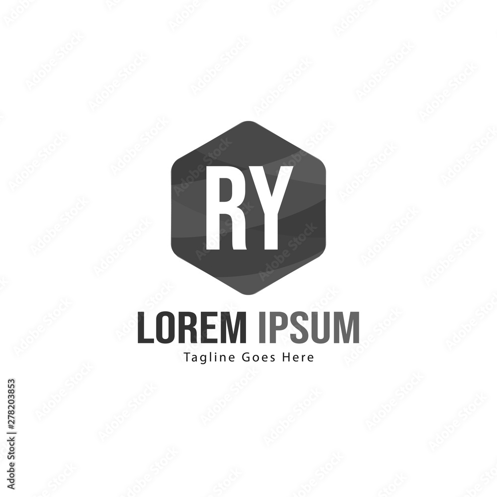 Fototapeta premium Initial RY logo template with modern frame. Minimalist RY letter logo vector illustration