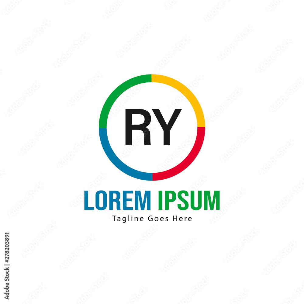 Initial RY logo template with modern frame. Minimalist RY letter logo vector illustration Initial RY logo template with modern frame. Minimalist RY letter logo vector illustration