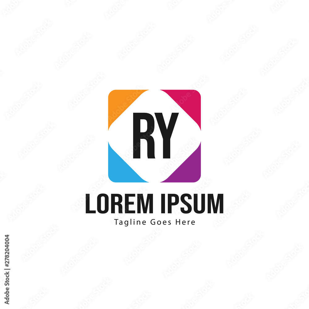 Initial RY logo template with modern frame. Minimalist RY letter logo vector illustration Initial RY logo template with modern frame. Minimalist RY letter logo vector illustration