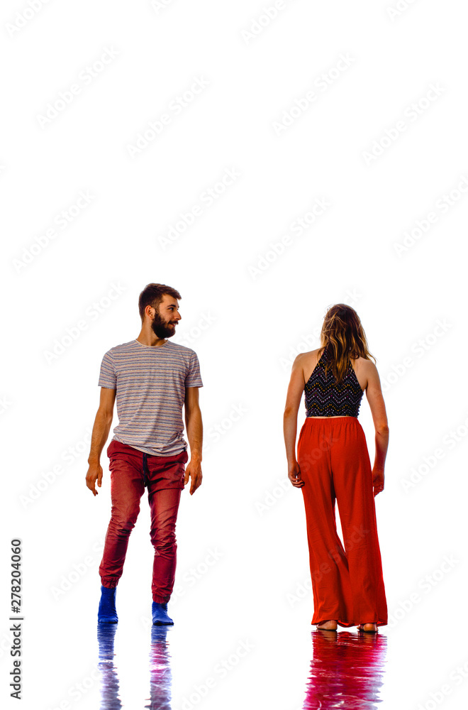 Dancing couple over the bright background Dancing couple over the bright background