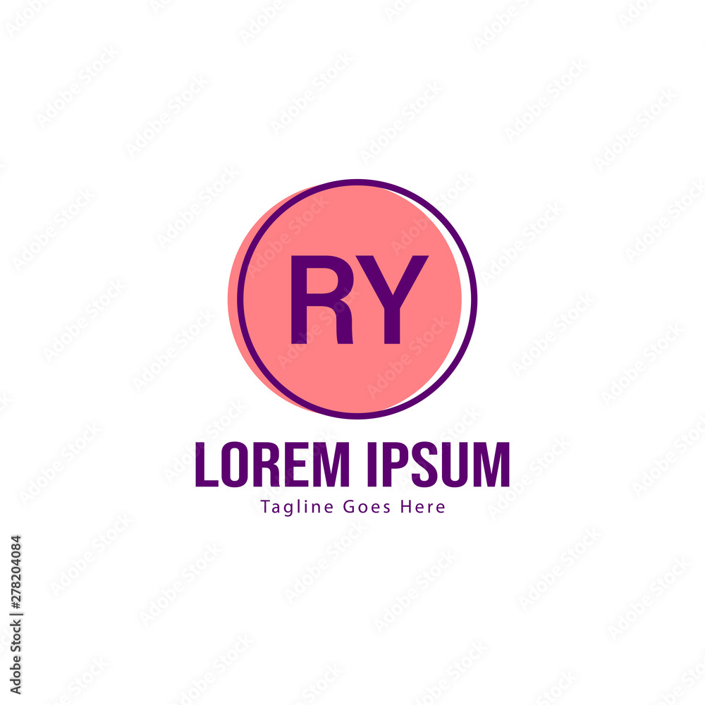 Initial RY logo template with modern frame. Minimalist RY letter logo vector illustration Initial RY logo template with modern frame. Minimalist RY letter logo vector illustration