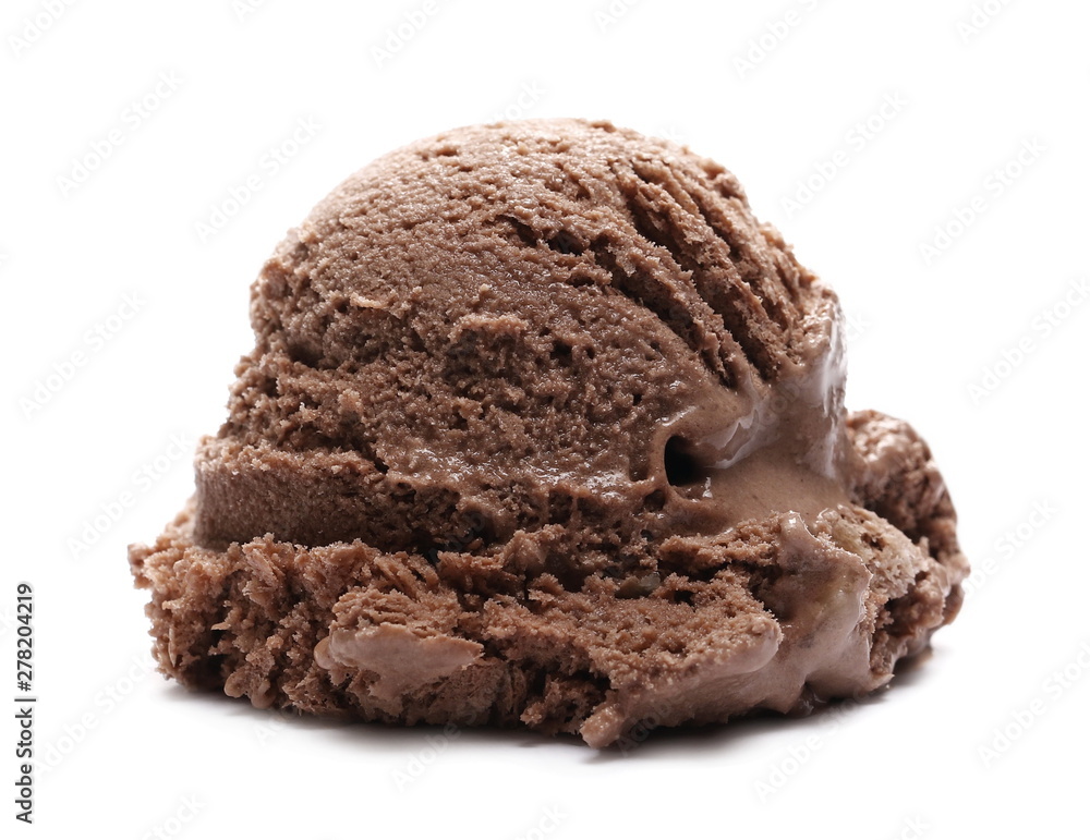 Chocolate ice cream ball isolated on white Stock Photo | Adobe Stock