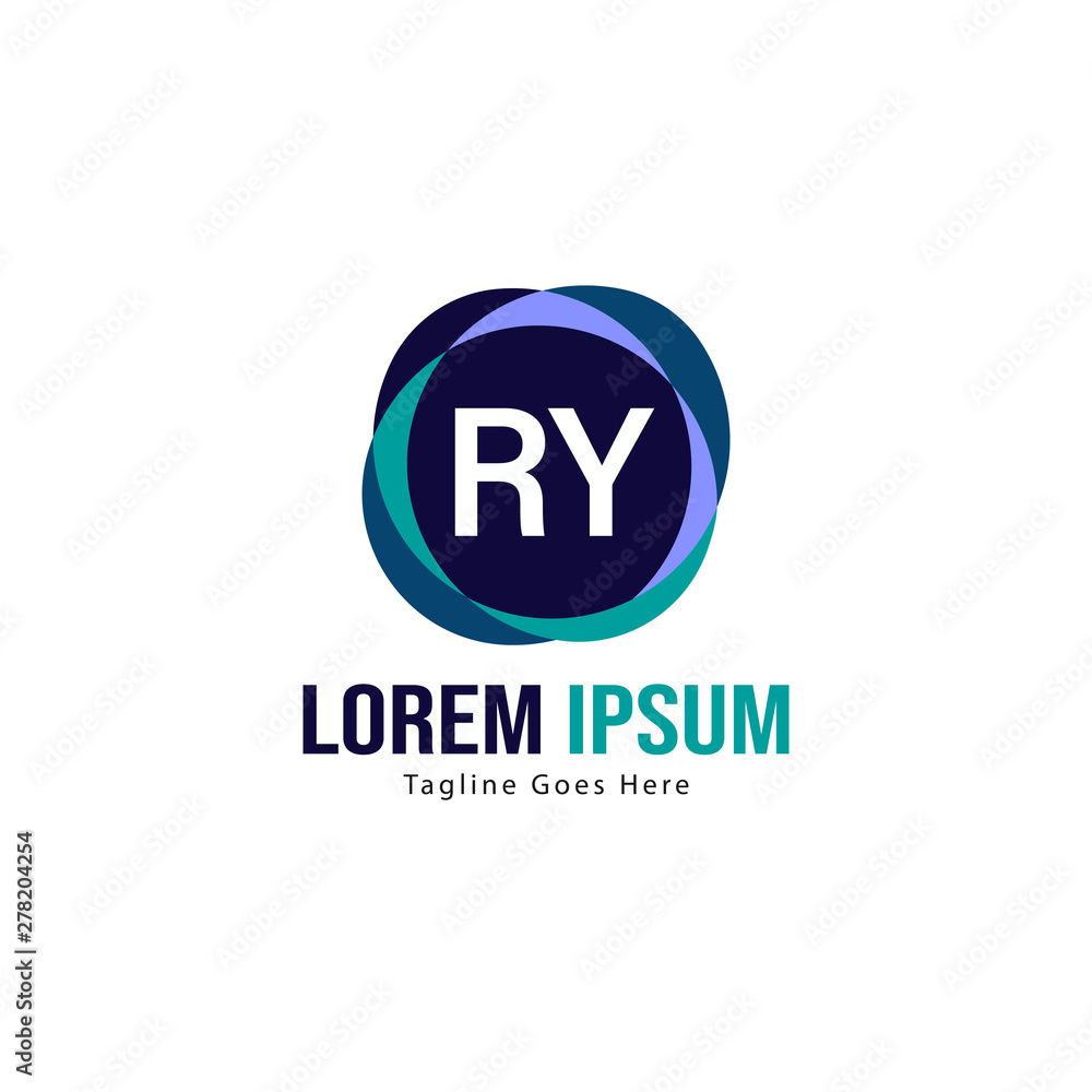 Obraz premium Initial RY logo template with modern frame. Minimalist RY letter logo vector illustration