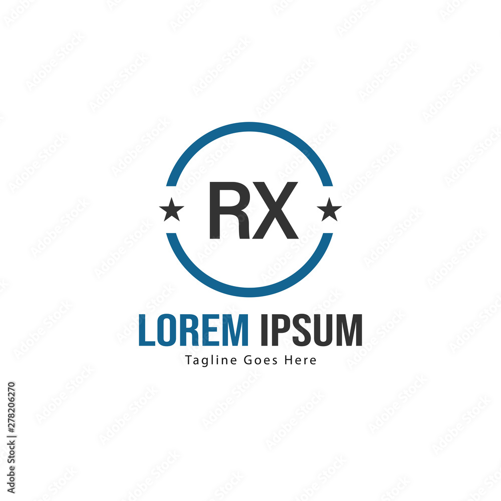 Initial RX logo template with modern frame. Minimalist RX letter logo vector illustration Initial RX logo template with modern frame. Minimalist RX letter logo vector illustration