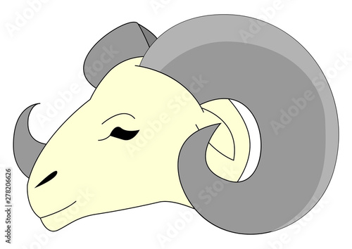 Sleeping ram, illustration, vector on white background.