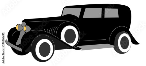 Black old retro car, illust...