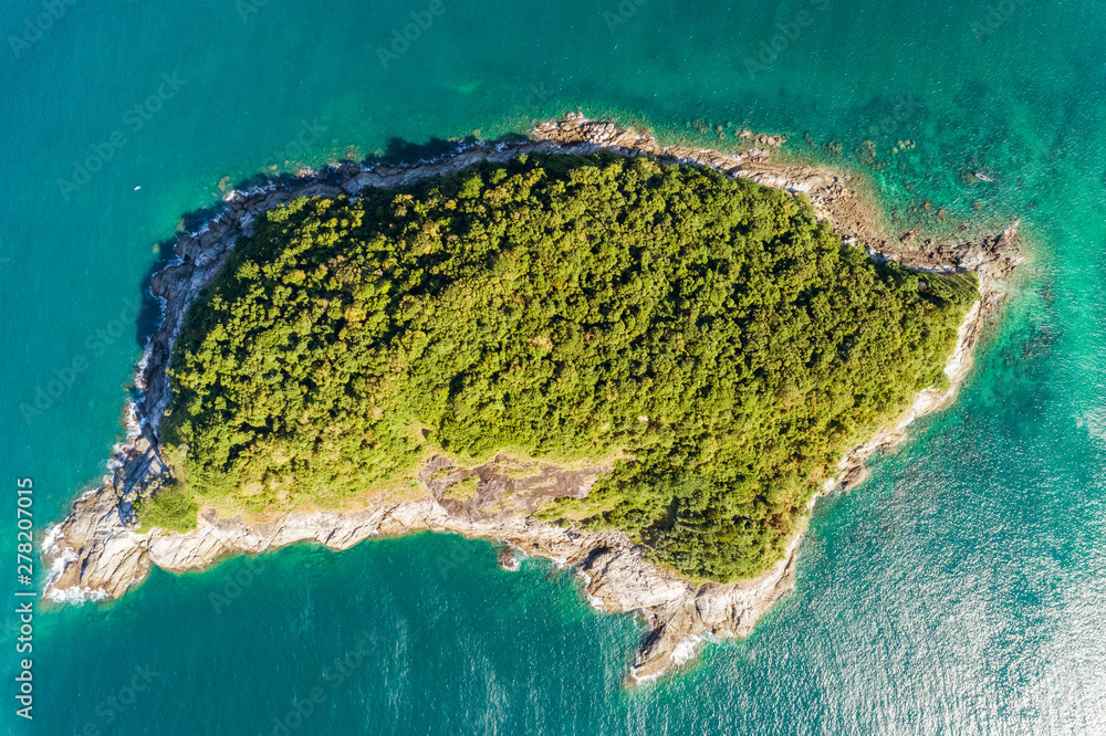 Drone aerial view shot of Tropical sea with beautiful small island in Phuket  Thailand Photos | Adobe Stock