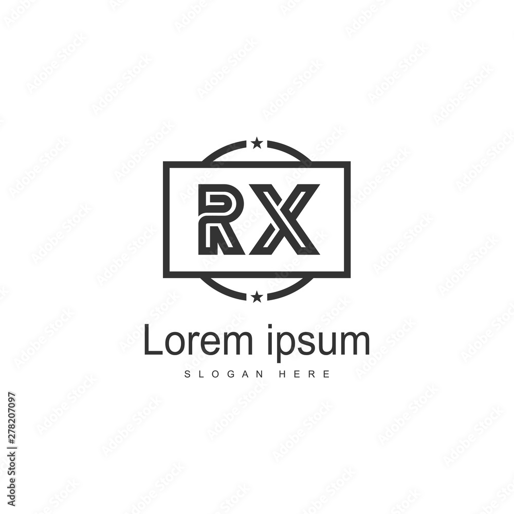 Initial RX logo template with modern frame. Minimalist RX letter logo vector illustration