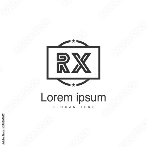 Initial RX logo template with modern frame. Minimalist RX letter logo vector illustration