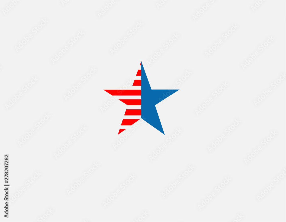 Abstract linear logo icon geometric star red blue flag of america Abstract linear logo icon geometric star red blue flag of america