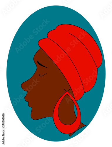 African woman profile, illustration, vector on white background.