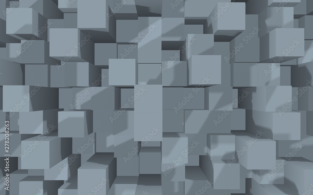 Abstract gray elegant cube geometric background. Chaotically advanced rectangular bars. 3D Rendering, 3D illustration Abstract gray elegant cube geometric background. Chaotically advanced rectangular bars. 3D Rendering, 3D illustration