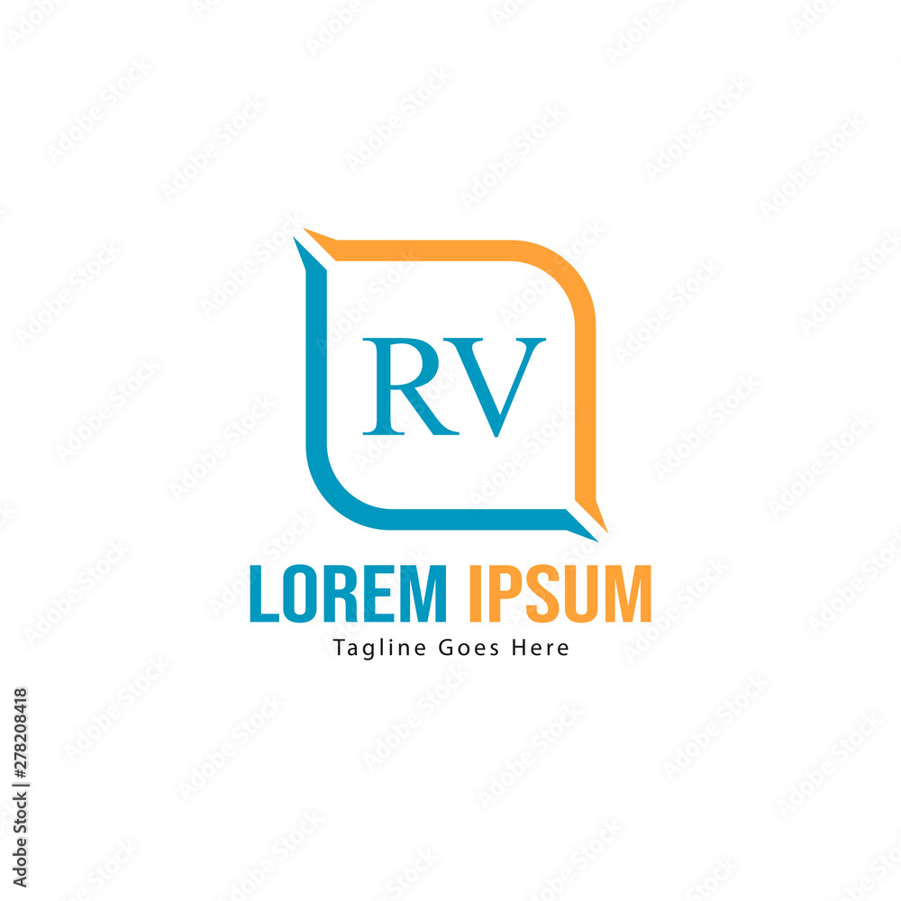 Initial RV logo template with modern frame. Minimalist RV letter logo vector illustration Initial RV logo template with modern frame. Minimalist RV letter logo vector illustration