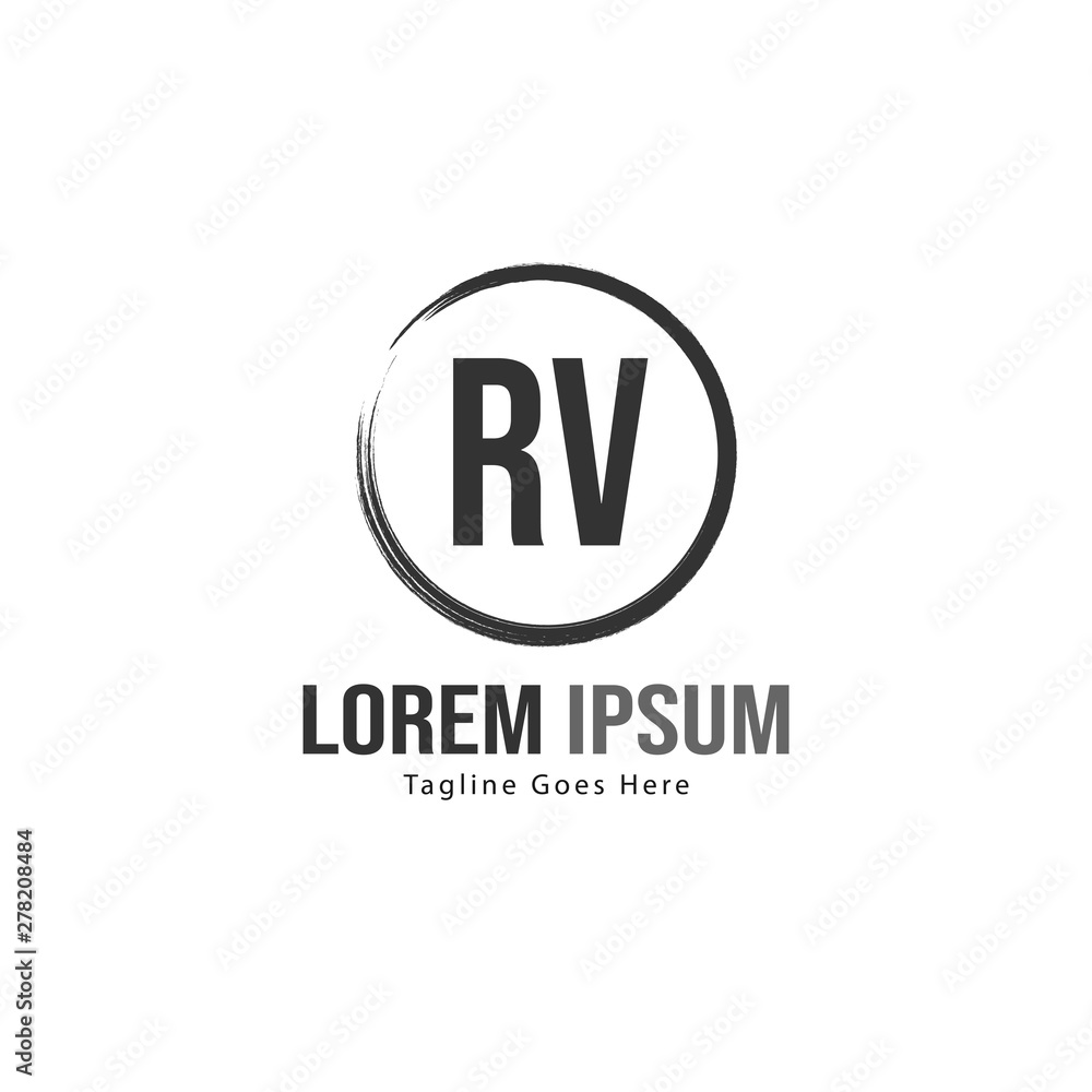 Initial RV logo template with modern frame. Minimalist RV letter logo vector illustration Initial RV logo template with modern frame. Minimalist RV letter logo vector illustration