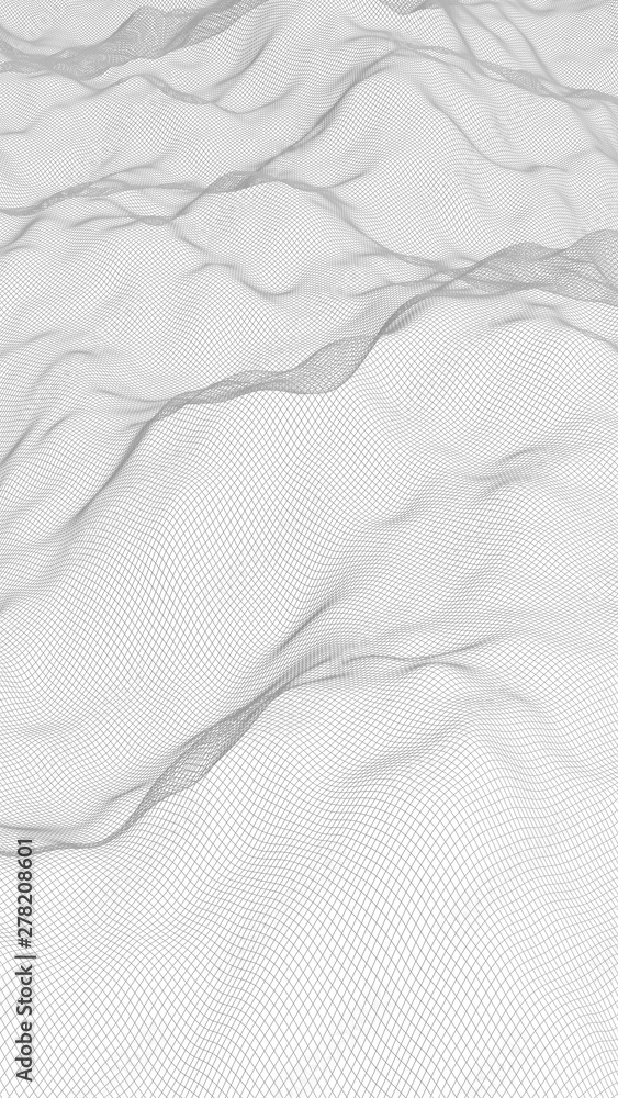 Abstract landscape on a white background. Cyberspace grid. hi tech network. 3d illustration Abstract landscape on a white background. Cyberspace grid. hi tech network. 3d illustration