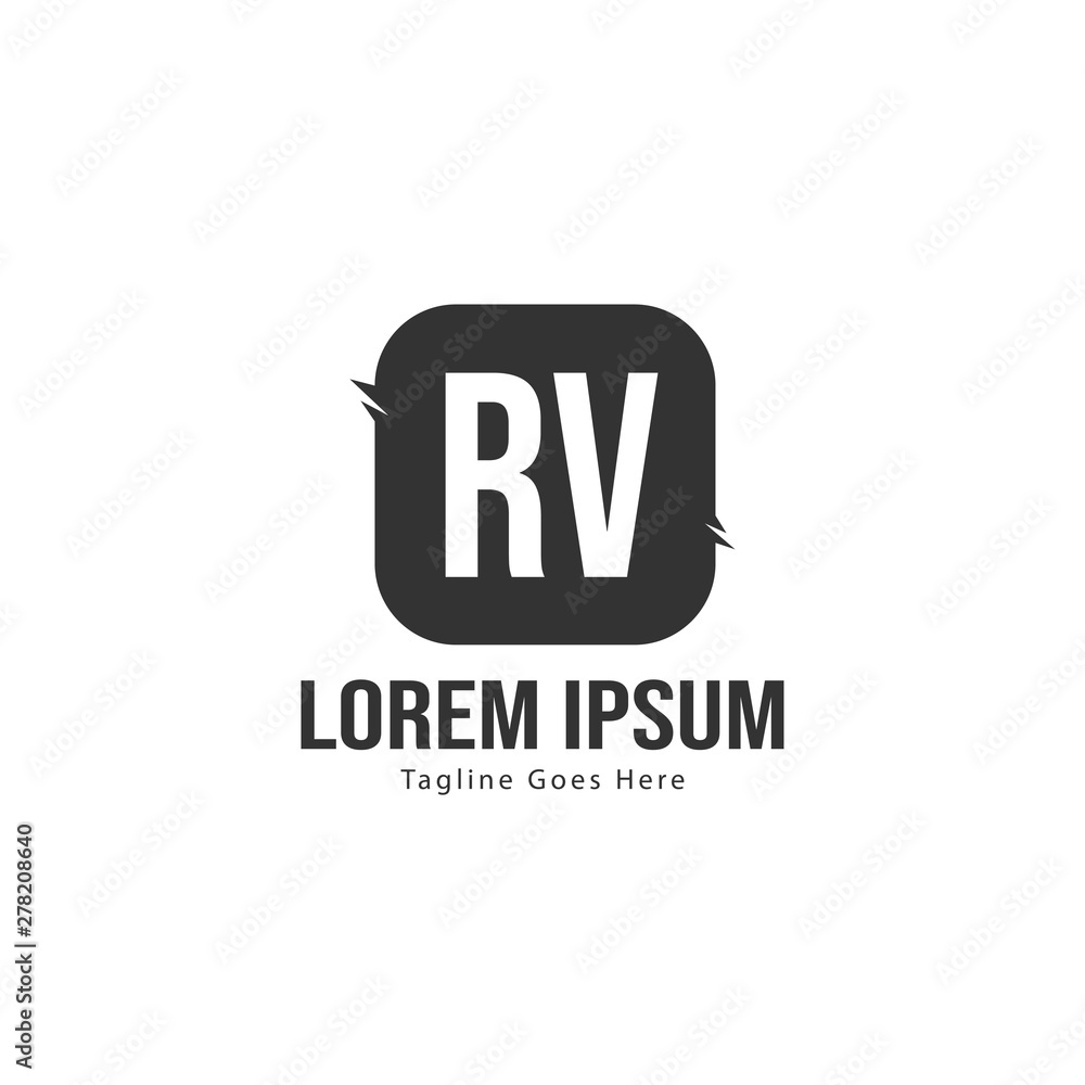 Initial RV logo template with modern frame. Minimalist RV letter logo vector illustration Initial RV logo template with modern frame. Minimalist RV letter logo vector illustration