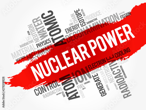 Nuclear Power word cloud collage, concept background